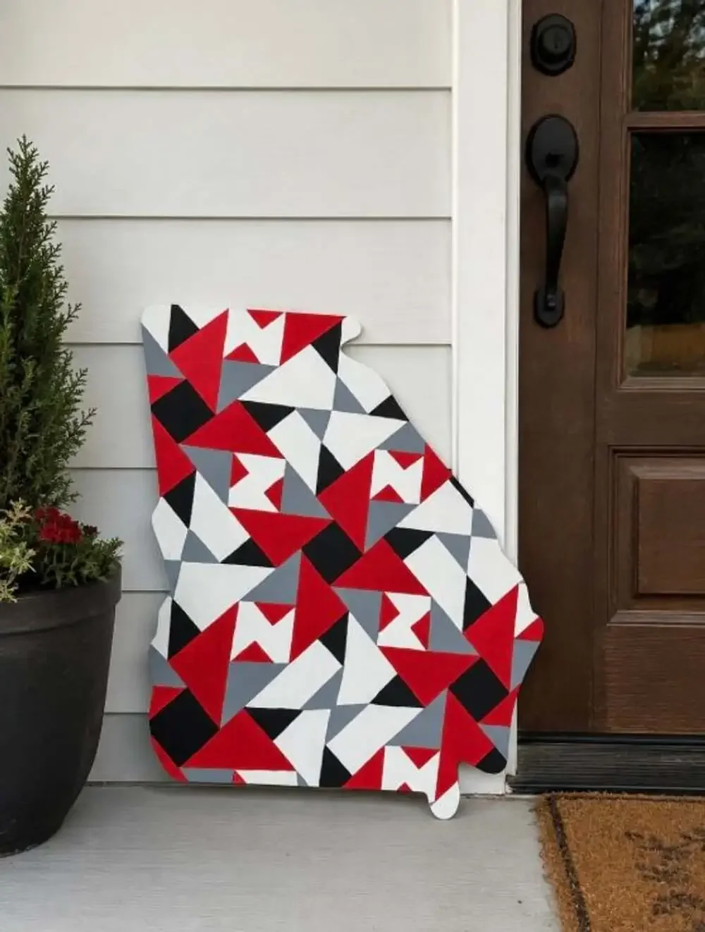 State of Georgia Shaped Geometric Wooden Wall Art Sign